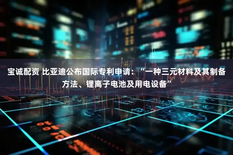 宝诚配资 比亚迪公布国际专利申请：“一种三元材料及其制备方法、锂离子电池及用电设备”